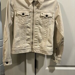 True Religion Cream Zip-Front Denim Jacket size medium